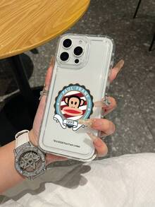 Officially Licensed Paul Frank Transparent Airbag Phone Case, Full Coverage Shockproof Camera Protection, Monkey Letter Striped Background Pattern, New Design Compatible With IPhone 13/14/15/16 Pro Max - Multicolor - View 2