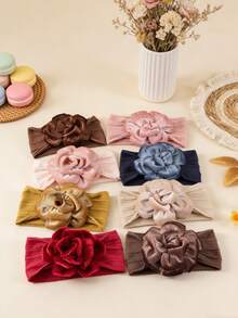 1件新生儿花朵发带，时尚可爱婴儿头饰，柔软尼龙发饰，情人节礼物 - 彩色 - 查看 3