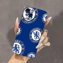 Funda para teléfono con diseño de emblema del Chelsea Football Club, compatible con  17,  16 Pro Max,  15 Pro Max,  13 y  12, fabricada en TPU, ofrece protección contra golpes y caídas, ideal para los amantes de los deportes, un elegante adorno para el uso diario y un gran regalo para familiares, amigos, cumpleaños, vacaciones o cualquier ocasión especial. - Negro - Ver 2