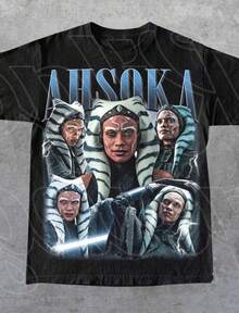 Ahsoka Tano Wars Shirt, Vintage Retro Jedi Graphic Unisex T-Shirt, Mandalorian & Rebels Cosplay Gift, Best For Christmas Gift - Black - View 1