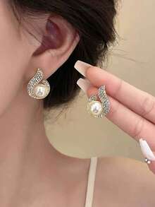 Bộ 5 đôi bông tai đính ngọc trai giả và pha lê kiểu dáng tối giản sang trọng, hình mắt mèo, vuông và nơ, giọt nước, phụ kiện trang sức thanh lịch cổ điển dành cho nữ, phù hợp để đeo hàng ngày và trong các dịp lễ hội. - Nhiều màu - Xem 4