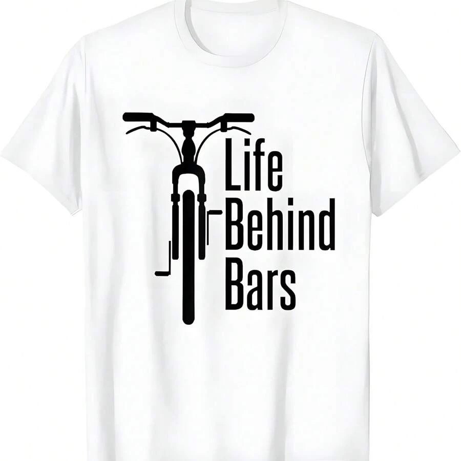Life Behind Bars Bicycle Bicycling Bike Cycling Lovers T-Shirt - 白色 - 查看 1
