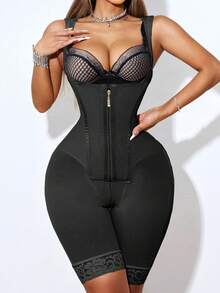 1 bộ áo liền quần định hình dáng người dành cho nữ, giúp kiểm soát vùng bụng và nâng mông, làm thon gọn vóc dáng. - màu đen - Xem 2