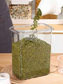 1pc Kitchen Storage Canister, Airtight Sealed Food Storage Container With Lid, Portable Leak-Proof Pantry Box For Grains, Nuts, Flour And Rice, Kitchen Organization Accessory - Clear - View 9