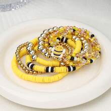 Bộ 8 vòng tay charm hình ong vàng mới, vòng tay tình bạn. - Màu vàng - Xem 2