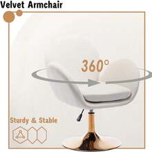 1PC Wahson Dressing Table Chair Swivel Armchair Modern Living Room Adjustable Chair Bedroom Padded Chair With Backrest - Beige - View 5