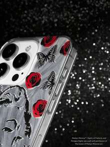 Silver Phone Case With Marilyn X Figure And Floral Print, Compatible With - Silver - View 8
