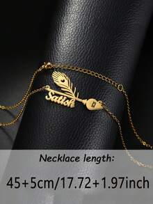 1PC Custom Personalized Peacock Feather Name Necklace, Stainless Steel Necklace, Stainless Steel Women's Jewelry For Daily Wear, Name Custom Necklace, Name Customization, Valentine's Day, Mother's Day, Eid Al-Fitr, Anniversary Gifts, Personalized Gifts - Multicolor - View 6