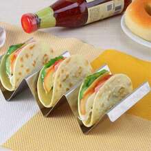 TendenciaBandeja Plato Holder Para 3 Tacos De Acero InoxidableCalidad premium - Plateado - Ver 4