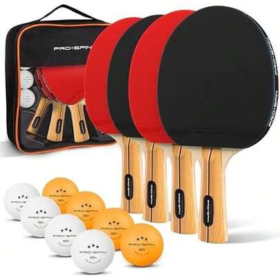 PRO-SPIN Ping Pong Paddles - High-Performance Set With Premium Table Tennis Rackets, 3-Star Ping Pong Balls, Compact Storage Case | Professional Quality Ping Pong Paddle Set | Indoor & Outdoor Games