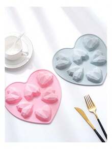 TendenciaMolde Silicona 6 Corazones Diamante - Jabón Artesanal Velas GrisCalidad premium - Gris - Ver 3