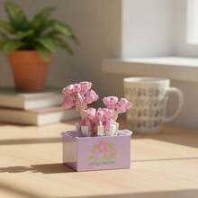 TendenciaJuego De Bloques De Construcción De Flores En MacetaCalidad premium - Campanitas Moradas en Maceta Rosa - Ver 3