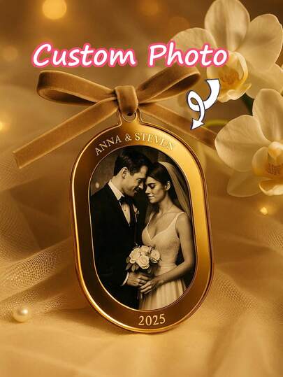 Custom Engagement Story Ornament For Couples - Personalized Photo & Date Keepsake, Unique Engagement Party Gift & Decor, Celebration Of Your Love Journey, Cherished Memory For Engaged Couples