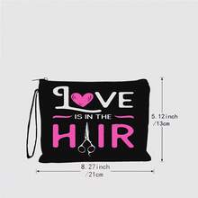 1 pieza Organizador de maquillaje de San Valentín con estampado lindo en negro, bolsa de cosméticos portátil para viajes, bolsa de maquillaje de gran capacidad para mujeres, bolsa de almacenamiento de productos de cuidado de la piel para llevar en la mano, adecuada para lápiz labial, cosméticos y cuidado de la piel, excelente para vacaciones, fiestas y uso diario - Negro - Ver 5