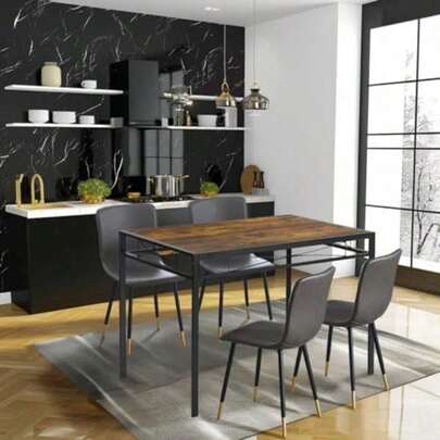 COZYCASA Mesa de Comedor y 4 sillas Juego 5 Piezes para 4 Sillas de Comedor con Mesa Set 5 Conjunto de comedres Conjuntos de Muebles diseño Industrial Minimalista para Cocina recepción Gris and Marron