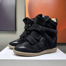 New 2026 Hidden Height-Increasing High-Top Women's Shoes, Color-Matching Flat Casual Sneakers. Designer High-Top Shoes For Women For All Seasons, Body-Hugging Casual Sports Shoes, Versatile White Shoes With A Thick Black Sole. 7 Cm Internal Heel Lift, Women's Ankle Boots, High-Top Models For Petite Sizes. - 紺色 - 查看 5