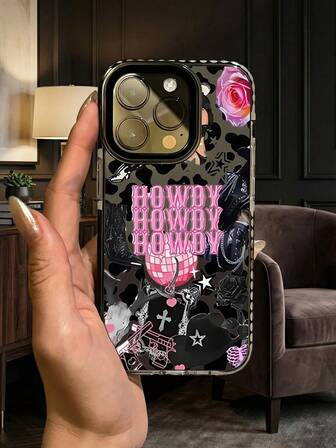 1件装时尚双色透明黑框英文十字防摔TPU+PC优质材料手机壳，适用于 13/14/15 Pro Max/16/16 Pro/16 Pro Max/16 Plus/16E/17/17 Pro/17 Pro Max/17 Air、11/12 Pro Max、X/XR/XS Max、7/8 Plus、13 Mini/12 Mini、11 Pro Max、花卉14 Pro、艺术14 Plus、卡通15 Plus、ins风14 Pro、可爱13 Pro、时尚14 Pro软壳、15 Pro Niche