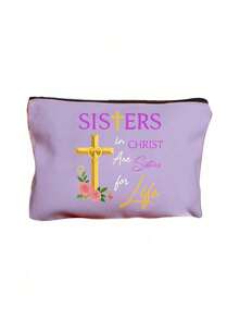 Regali per sorelle, regali di compleanno per sorelle, nuore, sorelle maggiori, regali di laurea e Natale per la migliore amica, sorella minore, una sorella in Cristo è una sorella per la vita. Borsa cosmetica da viaggio di grande capacità per articoli da toeletta, borsa per il fai-da-te per il trucco, perfetta per viaggi, camere da letto, vacanze, pendolarismo quotidiano, ufficio o scuola, regalo per famiglia, amici, medici, infermieri e persone care, perfetta per borse trucco di Natale e Ringraziamento - Multicolore - Visualizzare 13