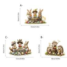 1/3件装森林动物贴纸，兔子拿着胡萝卜，松鼠站在树桩上，自粘式可撕贴贴纸，适用于厨房走廊节日氛围派对用品 - 彩色 - 查看 11