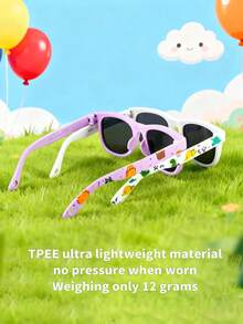 2026新款0-1岁宝宝防滑防摔可爱印花椭圆形镜框太阳镜，时尚休闲度假拍照道具TPEE软框舒适婴儿太阳镜 - 印花嬰兒款 - 查看 10