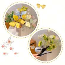 1pcs Elegant Bohemian Style Floral Hair Clip - 3D Simulation Lily Of The Valley & Butterfly Design, Vintage Chinese Retro Palace Hair Accessory For Women, Perfect For Valentine'S Day Or Casual Outfits, Cute Hair Clips, Bohemian Hair Accessories, Retro Hairpiece, Intricate Craftsmanship - 黃色 - 查看 5