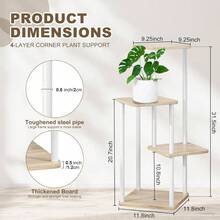 6 Tier Wood Tall Plant Stand Metal Rack Indoor, Multiple Flower Pot Holder Shelves Corner Rack, Planter Shelf Display Rack Storage Organizer Patio Living Room Balcony GardenWhite Oak - 4 Tier, White Oak - View 3