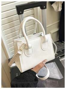 Quentes! Bolsa de Ombro Mini Retrô de Cor Sólida - Bolsa Feminina Elegante e Compacta, Versátil para Uso Diário/Encontros/Viagens. Presente Perfeito para o Dia dos Namorados, Acessório de Moda Retrô Essencial. Especial por Tempo Limitado, Ótimo Valor! - Branco - Visão 7