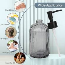 Topsky Glass Soap Dispenser With Plastic Pump, 400ml Liquid Hand Soap Dispenser, Rustproof Pump For Kitchen & Bathroom, Great For Lotions, Essential Oil, Liquid Soaps,Gray - 條紋灰 - 查看 7