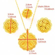 3pcs/Set Elegant Hollow Geometric Floral Design Jewelry Set - Earrings, Ring, Necklace, Sophisticated Accessory Set For Women, Suitable For Middle Eastern, European, American, Daily Wear, Parties, Weddings, Engagements, Holidays - Exquisite Golden Color Jewelry Gift - Yellow Gold - View 4