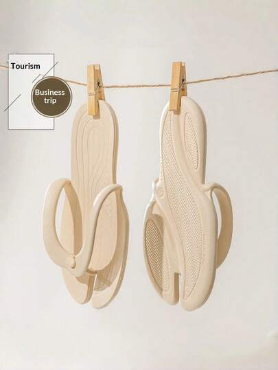 1 par de zapatillas de viaje plegables, chanclas portátiles y ligeras unisex, adecuadas para la playa, el hotel, el baño y el uso en interiores