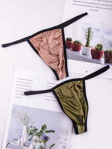 5-Pack Men's Thongs, Shiny And Smooth Sexy Thongs, Suitable For Daily Wear And Special Occasions - 混合色 - 查看 5