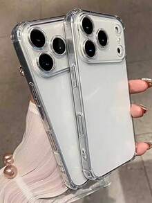 1pc Transparent Shockproof TPU Phone Case Compatible With IPhone 17/17 Pro/17 Pro Max. Shockproof, Crystal Clear, Soft And Cute Protective Case With A Slim Design. A Perfect Gift For Valentine's Day. - Clear - View 3
