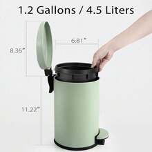 Small Trash Can With Lid Soft Close, 4.5 Liters / 1.2 Gallon Bathroom Garbage Can, Mini Step Trash Bin, Stainless Steel Wastebasket For Bathroom, Bedroom, Office (Green),Green - Green - 查看 6