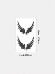 1pc PVC Material & Dark Wing Tattoo Sticker, Minimalist Symmetrical Wing Design, Waterproof & Sweat-Proof, Long-Lasting, Suitable For Wrist, Tattoo Sticker - Black - View 4