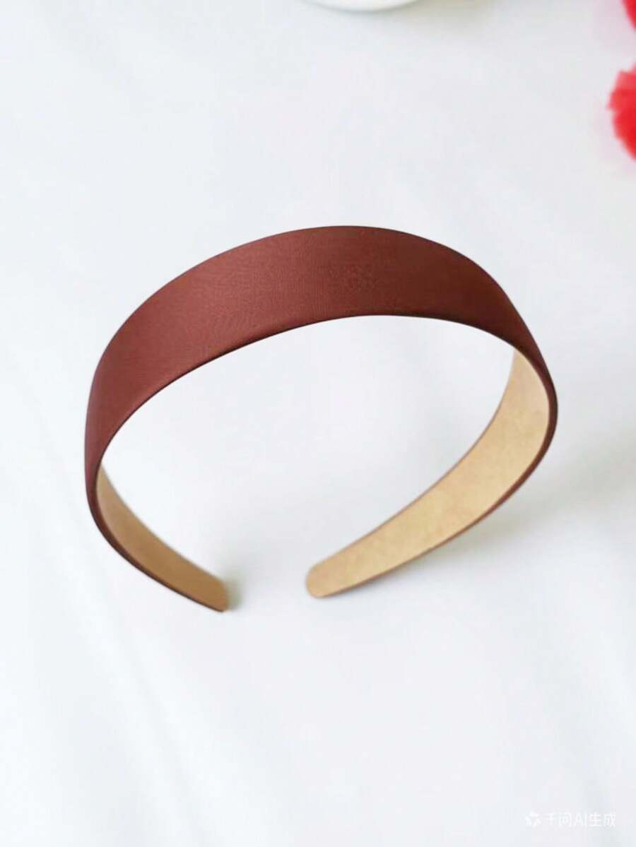 1 chiếc băng đô trơn màu, rộng 3cm, phụ kiện tóc, băng buộc tóc, phụ kiện làm đẹp tóc tại nhà - Cà phê nâu - Xem 1