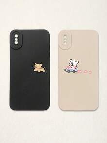 Bộ 2 ốp lưng điện thoại hình cặp cún dễ thương chủ đề Valentine, màu đen và be, chất liệu silicon mờ chống sốc, bảo vệ ống kính, hình trái tim, hình chó, phụ kiện dùng hàng ngày và làm quà tặng, ốp lưng đồng bộ, phụ kiện quà tặng, tương thích với iPhone - Nhiều màu - Xem 30