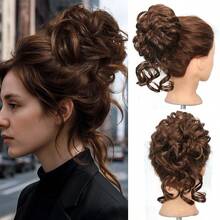 2个装合成发髻发圈，蓬松凌乱波浪卷发片，易于佩戴，打造凌乱发髻造型，百搭日常佩戴，适合女性日常、派对、万圣节、圣诞节、节日、婚礼等场合，可打造蓬松盘发、发髻、环绕式马尾辫。 - 彩色 - 查看 19