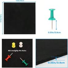 Tablero de Corcho 12 PCS 11.8"x11.8" Azulejos de Pared de Fieltro con Chinchetas Tablón de Anuncios de Fieltro Autoadhesivo para Oficina Hogar Cocina Decoración Fotográfica BLACK - Negro - Ver 2