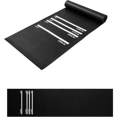 Darts Mat With 4 Throwing Distances Dart Board Mat 300cm X 62cm Non-Slip Rubber Carpet For Floor Black Dart Oche Mat