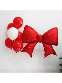 Bow-Knot Foil Decorative Balloons, Red & Pink Bow-Knot Balloons Suitable For Mother's Day Decor, Birthday Party, Room Decor, Graduation Ceremony, Wedding Decor, Party Decoration - Multicolor - View 1