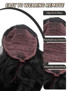 20-Inch Deep Wave Curly Ponytail Hair Extensions With Drawstring Clip, Heat-Resistant Synthetic Fiber Wig, Suitable For Women To Wear On Christmas, Halloween Parties And Daily - Multicolor - View 2