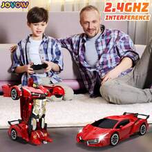 Jovow Transforming Robot  With Remote Control - 2-In-1 Electric Racing Toy, 360° Spinning, App-Controlled,, Transformable Robot To , Compatible With Smartphones/Tablets, Christmas/Halloween Gift For & Teens  - Ideal For Indoor/ Racing & Robot Battles - Red - View 3