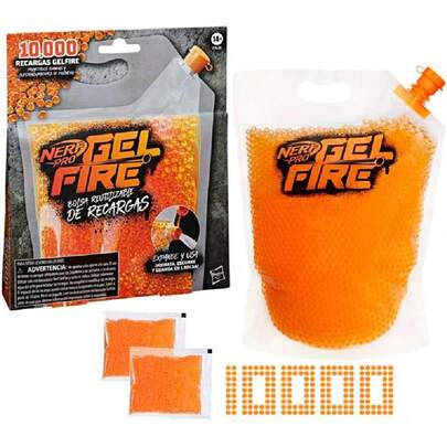 NERF Pro Gelfire - Bolsa Reutilizable de recargas - 10.000 recargas Gelfire deshidratadas - para el Uso con los lanzadores Gelfire,37643404