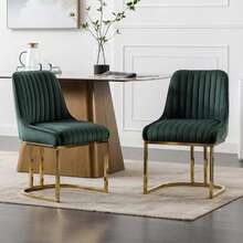 chairus Wahson 2PCS Sillas Comedor Terciopelo Patas Doradas Cojín Grueso - Verde Oscuro - Ver 7