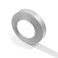 25 Yards/Roll Silver Glitter Polyester Ribbon, DIY Craft, Gifts, Apparel, Home Decor, Bows, Suitable For New Year, Birthday, Mother's Day, Valentine's Day, Graduation, Anniversary Party Decoration, Gift Boxes, Flowers, Baking, Wedding Favors - Silver - View 11