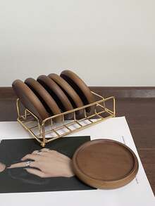 CMYD Studio 7pcs/set Japanese Style Bamboo And Wooden Heat Insulation Cup Coaster, Circular Tea Tray For Home And Living, Zen Wooden Mat - Brown - View 12