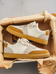 2026 Men's New Casual Sports Shoes, Skateboard Shoes, Shoes, Training Shoes, Korean Fashion , Extra Large Size 39-50, Breathable & Comfortable Sports Shoes, Thick Sole Sports Shoes - Apricot - View 1