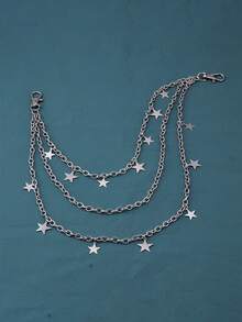 1pc Versatile Pentagram Pendant Chain, Hip-Hop Jeans Waist Chain Fashion Accessory For Men - Silver - View 14