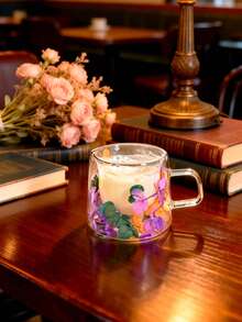 1/2/6pcs Set Double Layer Glass Cup With Handle, Flower & Plant Cup, Glass Coffee Cup, 80ml Small Espresso Cup. Suitable For Espresso, Milk, Tea, Cappuccino Etc. Unique Valentine's Day And Birthday Gift. - Multicolor - View 8