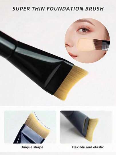 3 Piecesblack Ultra-Thin Foundation Brush; Light Face Contour Brush; Flat Mask Brush; Foundation Cream Blending Makeup Brush; Silver Foundation; Foundation Makeup Brush; Foundation Brush; Light Ultra-Thin Foundation Brush; Face Contour Brush; Flat Contour Brush; Makeup With Foundation Cream Blending.